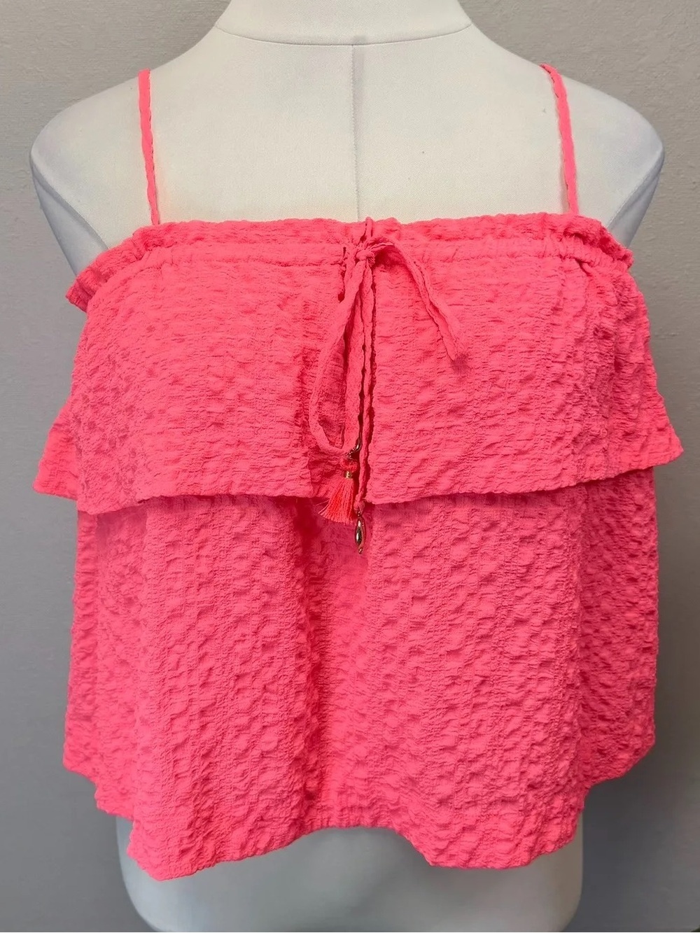 Lilly Pulitzer Neon Pink Flounce Tank Top - Size Medium